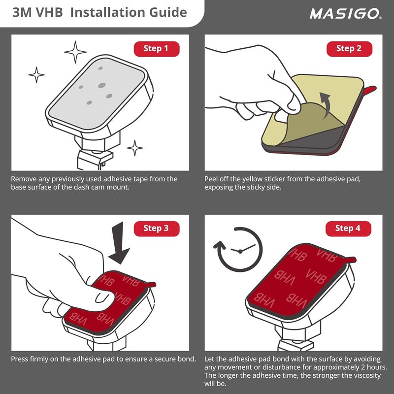 MASINGO Double-Sided Adhesive Pad and Electrostatic Film – VHB Mounting Tape for Dash Cam – Secure, Residue-Free Accessory for Car Windshields - Image 5